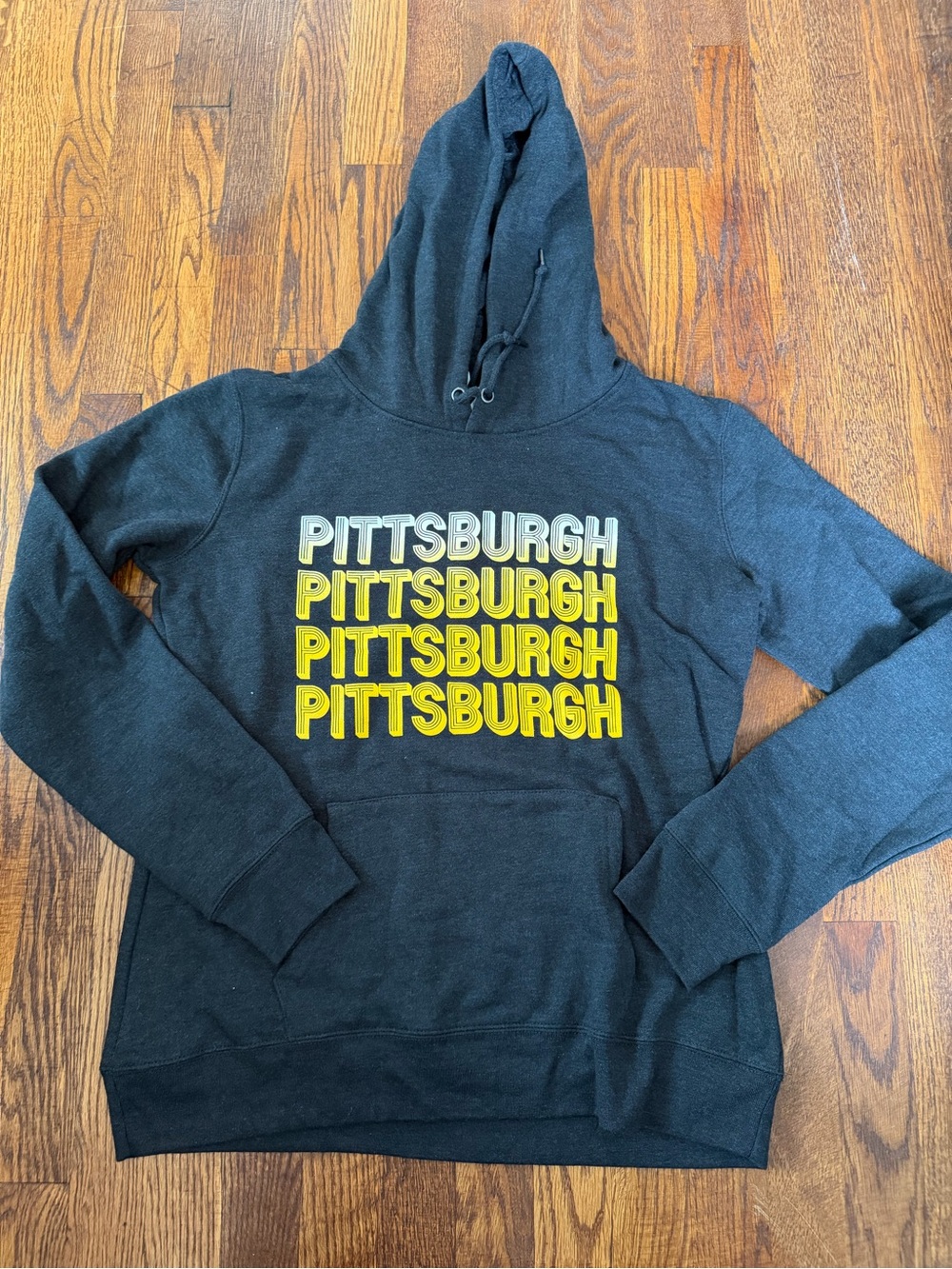 Top of the World Charcoal Crewneck Hoodie with Yellow & White Pittsburgh Graphic